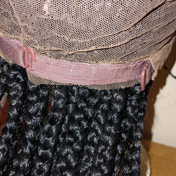 Handmade Black Long Braided Wig with Beads - Picture 10 of 11